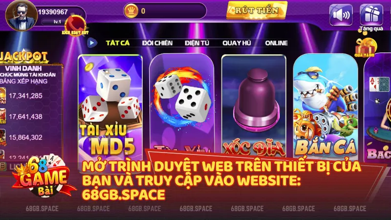 Các bước đăng nhập 68 Game Bài qua trang mobgames.tv